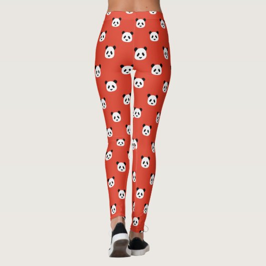 Minimalistisch Panda Pattern - Chili Red Leggings (Rückseite)