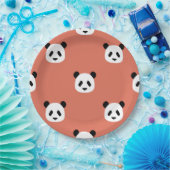 Minimalistisch Panda Pattern - Terracotta Red Pappteller (Party)