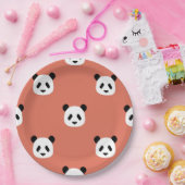 Minimalistisch Panda Pattern - Terracotta Red Pappteller (Party)