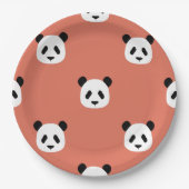 Minimalistisch Panda Pattern - Terracotta Red Pappteller (Vorderseite)
