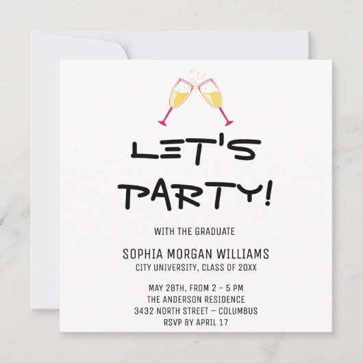 Minimalistisch Party mit dem Absolventen Einladung (Vorderseite)