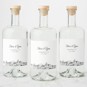Minimalistisch Pasadena Wedding Custom Alkoholflaschenetikett
