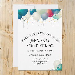 Minimalistisch Pastel Balloons Geburtstagsparty Einladung