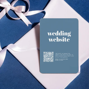 Minimalistisch Pastel Blue Couple Foto & QR Code D RSVP Karte