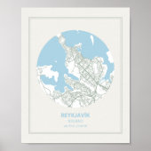 Minimalistisch Pastel Blue Map Art Reykjavik Islan Poster (Vorne)