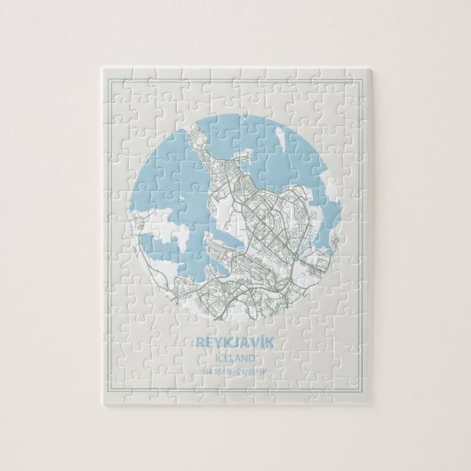 Minimalistisch Pastel Blue Map Art Reykjavik Islan Puzzle (Vertikal)
