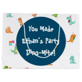 Minimalistisch Pastel Dinosaur Gastgeschenk Tasche Große Geschenktüte (Rückseite)