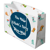 Minimalistisch Pastel Dinosaur Gastgeschenk Tasche Große Geschenktüte (Rückseite Schrägansicht)