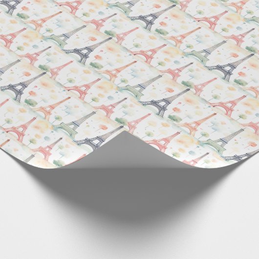 Minimalistisch Pastel Eiffel Tower Paris Französis Geschenkpapier (Ecke)