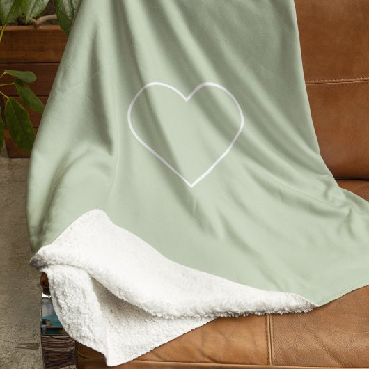 Minimalistisch Pastel Green Heart | Modern Sherpadecke