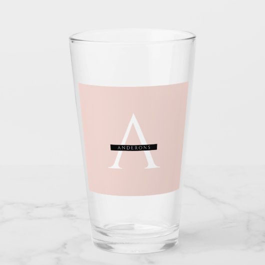 Minimalistisch Pastellrosa Personalisierter Name Glas (Vorderseite)
