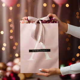 Minimalistisch Pastellrosa Personalisierter Name Große Geschenktüte