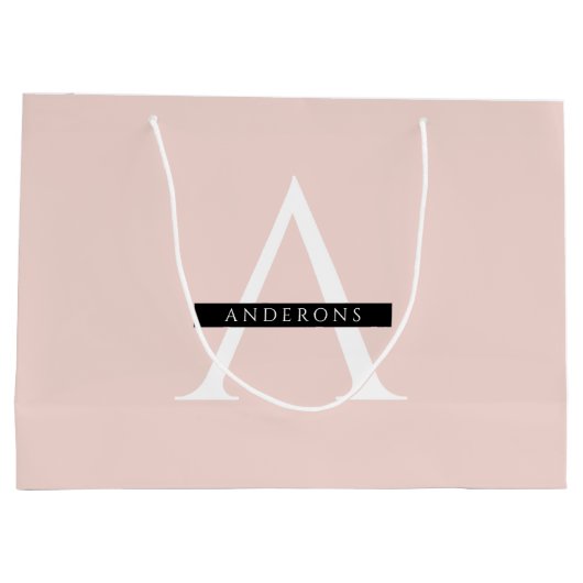 Minimalistisch Pastellrosa Personalisierter Name Große Geschenktüte (Rückseite)