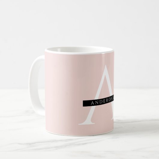 Minimalistisch Pastellrosa Personalisierter Name Kaffeetasse (Vorderseite Links)