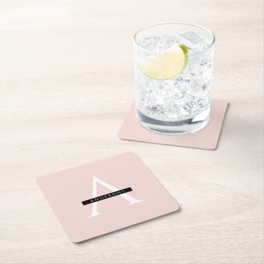 Minimalistisch Pastellrosa Personalisierter Name Rechteckiger Pappuntersetzer (Vor Ort)