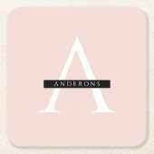 Minimalistisch Pastellrosa Personalisierter Name Rechteckiger Pappuntersetzer (Vorderseite)
