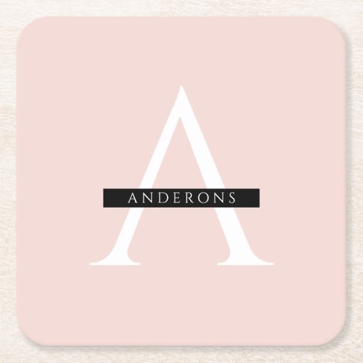 Minimalistisch Pastellrosa Personalisierter Name Rechteckiger Pappuntersetzer (Vorderseite)