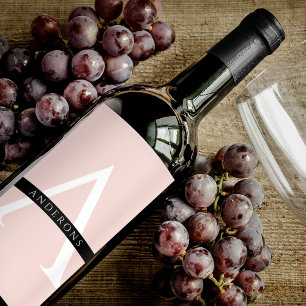 Minimalistisch Pastellrosa Personalisierter Name Weinetikett