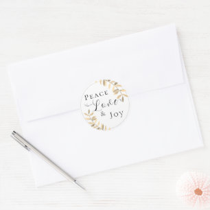 Minimalistisch Peace Liebe Joy White Runder Aufkleber