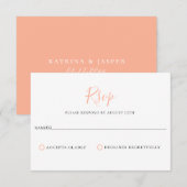 Minimalistisch Peach Bellini Wedding RSVP Card Karte (Vorne/Hinten)