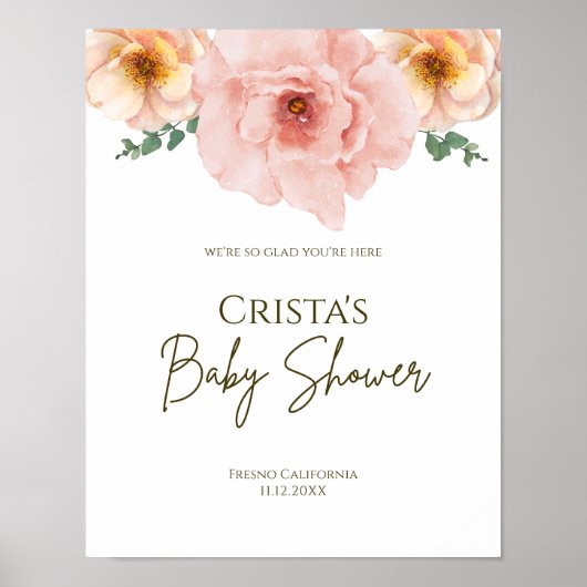 Minimalistisch Peach Floral Welcome Poster (Vorne)