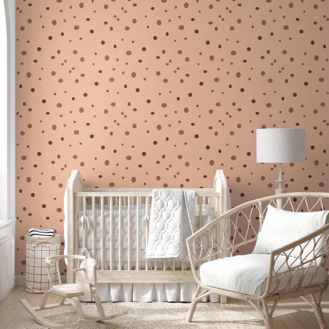Minimalistisch Peach Polka Dot Nahtloses Muster Tapete (Kinder)
