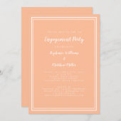 Minimalistisch Peach White Wedding Party Einladung (Vorne/Hinten)