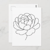 Minimalistisch Peony Bloom Line Art Postkarte (Vorne/Hinten)