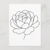 Minimalistisch Peony Bloom Line Art Postkarte (Vorderseite)