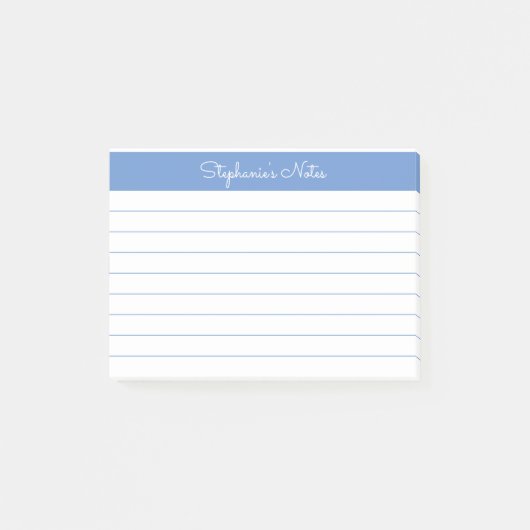 Minimalistisch Periwinkle Blue Lined Personalisier Post-it Klebezettel (Vorderseite)