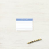Minimalistisch Periwinkle Blue Lined Personalisier Post-it Klebezettel (Auf Schreibtisch)