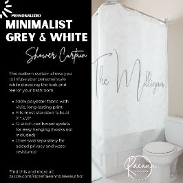 Minimalistisch Personalisiert Grau und Weiß Duschvorhang