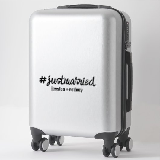 Minimalistisch Personalisierten Just Married Hasht Aufkleber (Koffer)