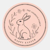 Minimalistisch Personalisierter Familienname Oster Runder Aufkleber (Vorderseite)