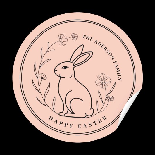 Minimalistisch Personalisierter Familienname Oster Runder Aufkleber