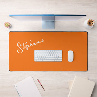Minimalistisch Personalisierter Skriptname Orange Schreibtischunterlage