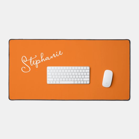 Minimalistisch Personalisierter Skriptname Orange Schreibtischunterlage (Tastatur & Maus)