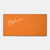 Minimalistisch Personalisierter Skriptname Orange Schreibtischunterlage (Vorderseite)