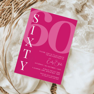 Minimalistisch Pink 60. Geburtstagsparty Einladung