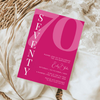 Minimalistisch Pink 70. Geburtstagsparty Einladung