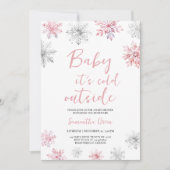 Minimalistisch Pink Baby Es ist kalt draußen Babyd Einladung (Vorderseite)