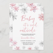 Minimalistisch Pink Baby Es ist kalt draußen Babyd Einladung (Vorne/Hinten)