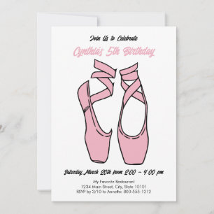 Minimalistisch Pink Ballett Geburtstagsparty Einla Einladung