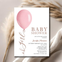 Minimalistisch Pink Ballon Oh Girl Baby Dusche