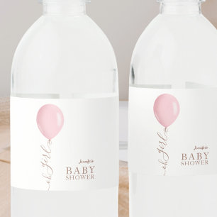 Minimalistisch Pink Ballon Oh Girl Baby Dusche Wasserflaschenetikett
