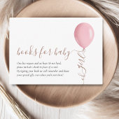 Minimalistisch Pink Balloon Baby Showbücher für Ba Begleitkarte