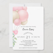 Minimalistisch Pink Balloons Babydusche Einladung (Vorderseite)