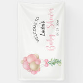 Minimalistisch Pink Balloons Girl Baby Dusche Banner (Vertikal)