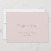 Minimalistisch Pink Beige Wedding Vielen Dank Dankeskarte (Vorderseite)