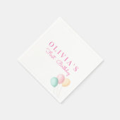 Minimalistisch Pink Blue Yellow Ballon Erster Gebu Serviette (Ecke)